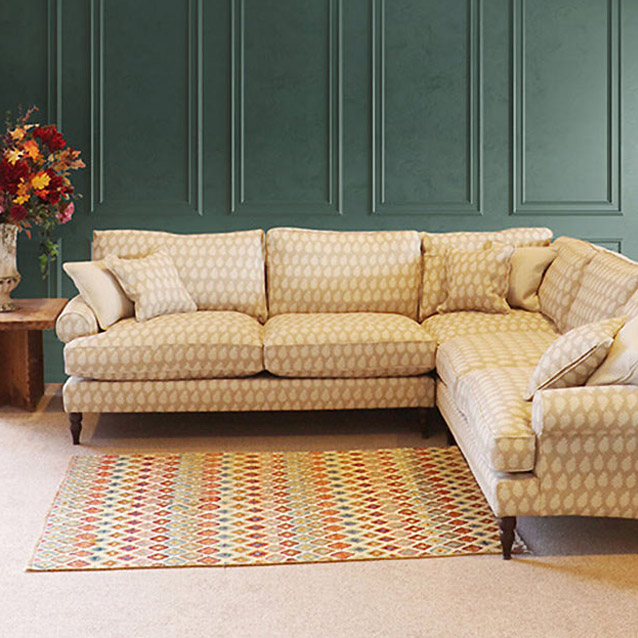 Cooksbridge LHF Corner Sofa in Cloth 21 Oak Leaf Beech